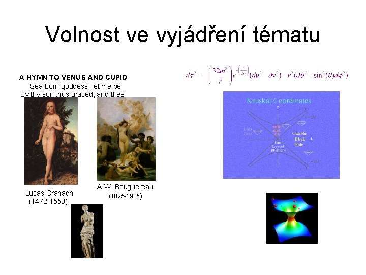 Volnost ve vyjádření tématu A HYMN TO VENUS AND CUPID Sea-born goddess, let me