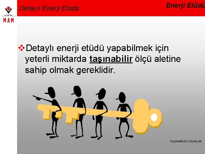 Detaylı Enerji Etüdü v. Detaylı enerji etüdü yapabilmek için yeterli miktarda taşınabilir ölçü aletine