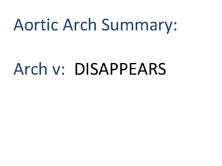 Aortic Arch Summary: Arch v: DISAPPEARS Aortic Arch Summary: Arch v: DISAPPEARS