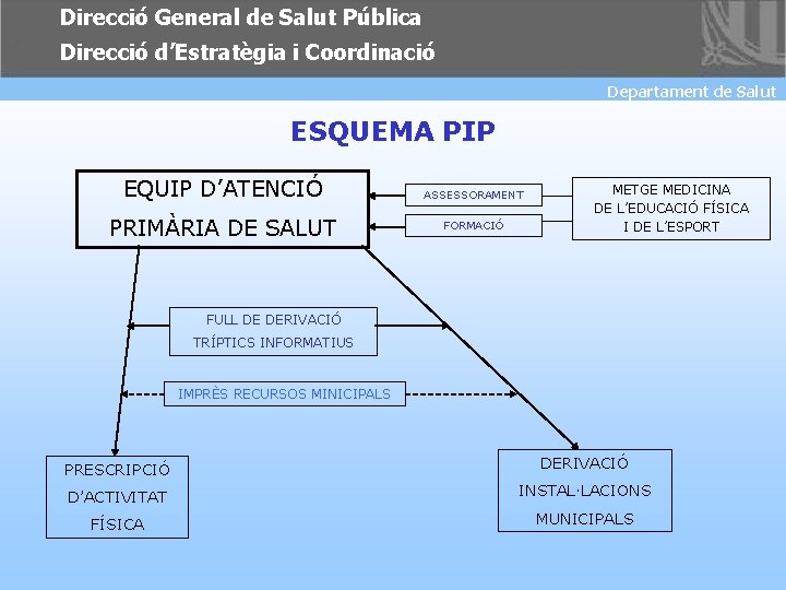 Direcció General de Salut Pública Direcció d’Estratègia i Coordinació Departament Salut Departament dede. Salut