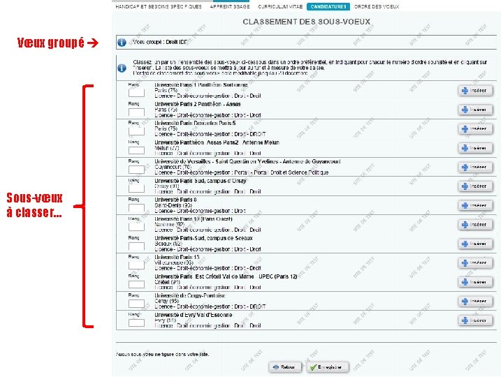 Vœux groupé Sous-vœux à classer… Vœux groupé Sous-vœux à classer…