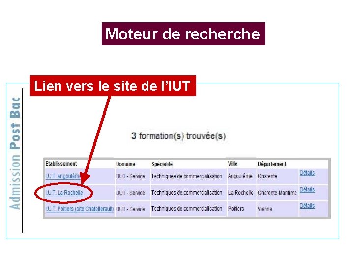 Moteur de recherche Lien vers le site de l’IUT Moteur de recherche Lien vers le site de l’IUT