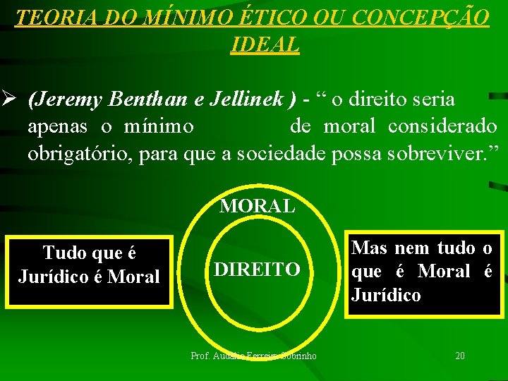 TEORIA DO MÍNIMO ÉTICO OU CONCEPÇÃO IDEAL Ø (Jeremy Benthan e Jellinek ) -