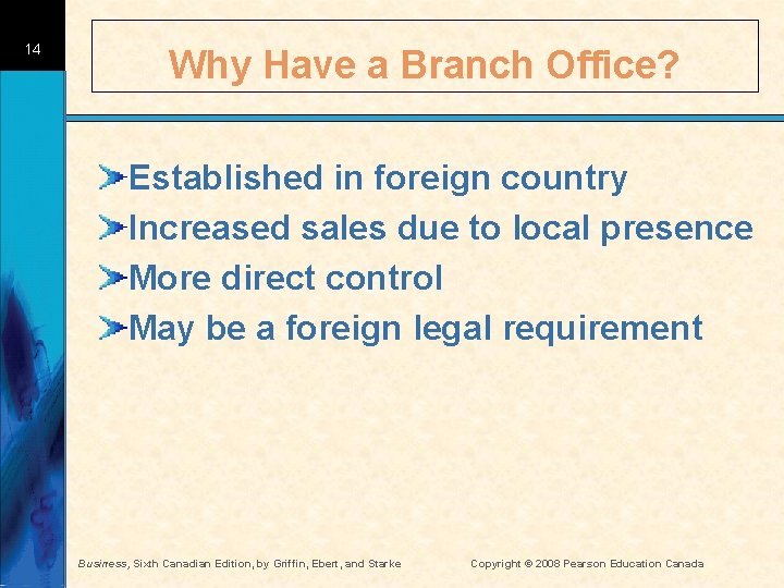 14 Why Have a Branch Office? Established in foreign country Increased sales due to