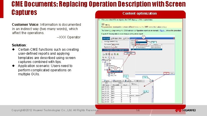 CME Documents: Replacing Operation Description with Screen Content optimization Captures Customer Voice: Information is