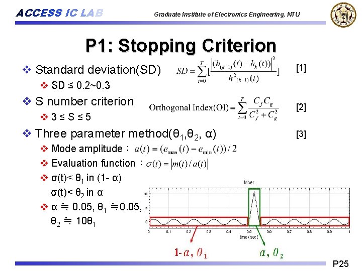 ACCESS IC LAB Graduate Institute of Electronics Engineering, NTU P 1: Stopping Criterion v