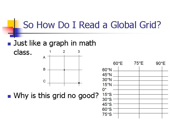 So How Do I Read a Global Grid? n n Just like a graph