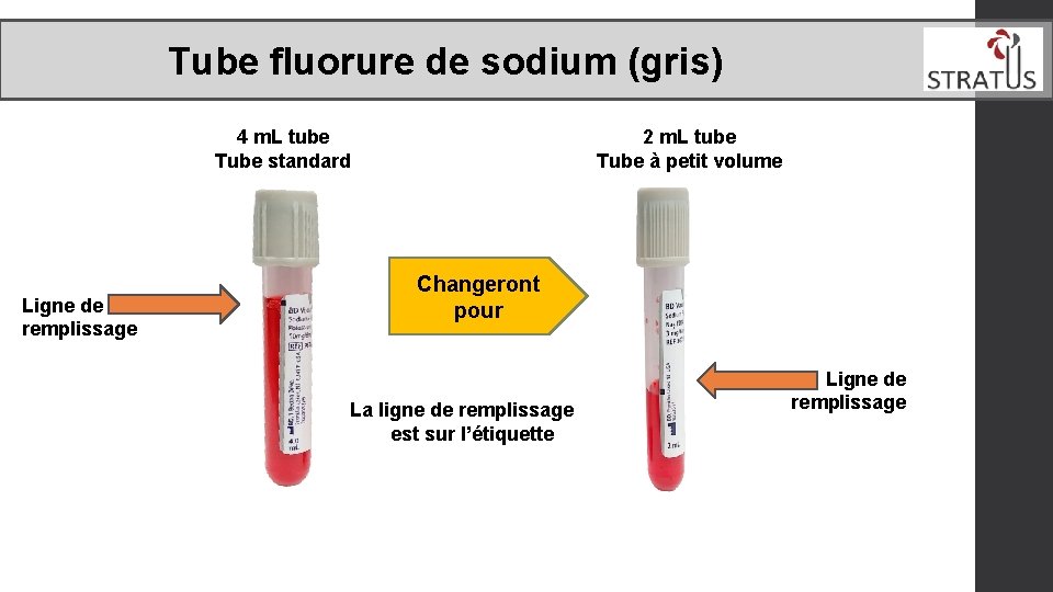 Tube fluorure de sodium (gris) 4 m. L tube Tube standard Ligne de remplissage