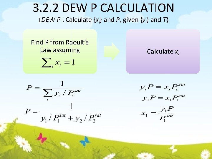 3. 2. 2 DEW P CALCULATION (DEW P : Calculate {xi} and P, given