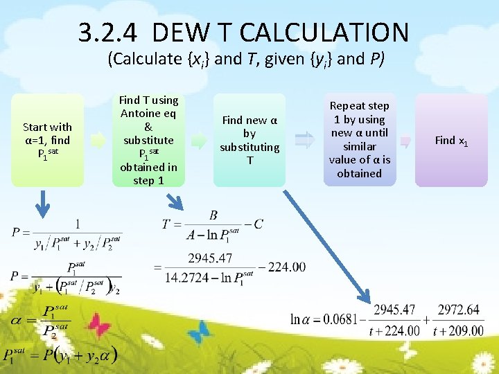 3. 2. 4 DEW T CALCULATION (Calculate {xi} and T, given {yi} and P)