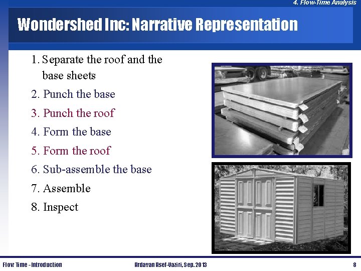 4. Flow-Time Analysis Wondershed Inc: Narrative Representation 1. Separate the roof and the base