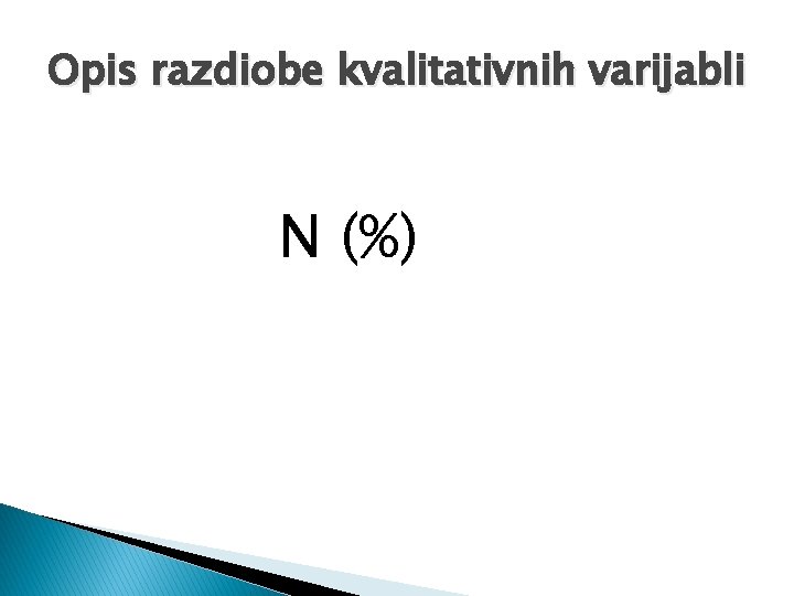 Opis razdiobe kvalitativnih varijabli N (%) 