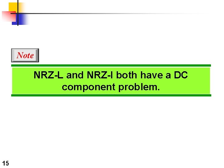 Note NRZ-L and NRZ-I both have a DC component problem. 15 