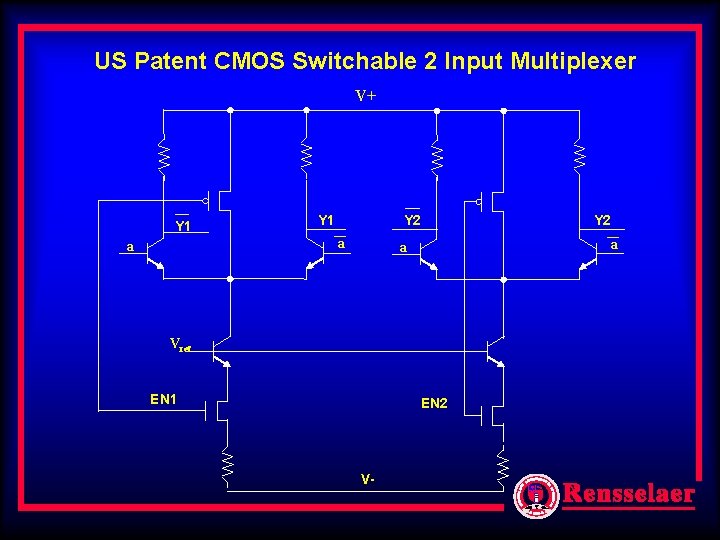 US Patent CMOS Switchable 2 Input Multiplexer V+ Y 1 Y 2 a a US Patent CMOS Switchable 2 Input Multiplexer V+ Y 1 Y 2 a a
