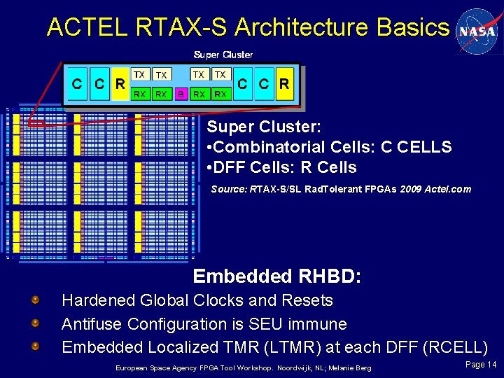 ACTEL RTAX-S Architecture Basics Super Cluster: • Combinatorial Cells: C CELLS • DFF Cells: