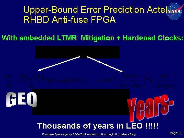 Upper-Bound Error Prediction Actel RHBD Anti-fuse FPGA With embedded LTMR Mitigation + Hardened Clocks: