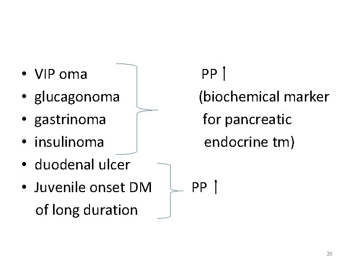  • • • VIP oma glucagonoma gastrinoma insulinoma duodenal ulcer Juvenile onset DM