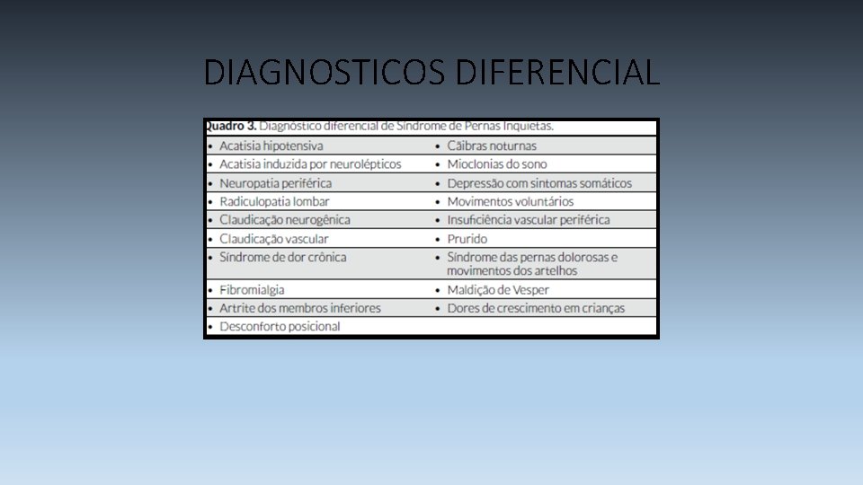 DIAGNOSTICOS DIFERENCIAL 