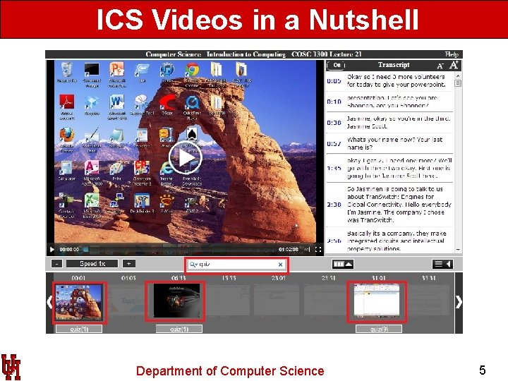 ICS Videos in a Nutshell Department of Computer Science 5 