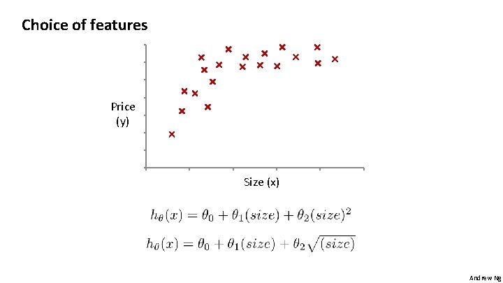 Choice of features Price (y) Size (x) Andrew Ng 