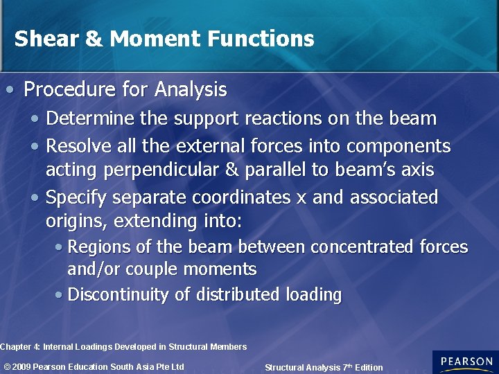 Shear & Moment Functions • Procedure for Analysis • Determine the support reactions on