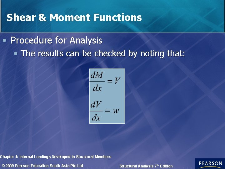 Shear & Moment Functions • Procedure for Analysis • The results can be checked