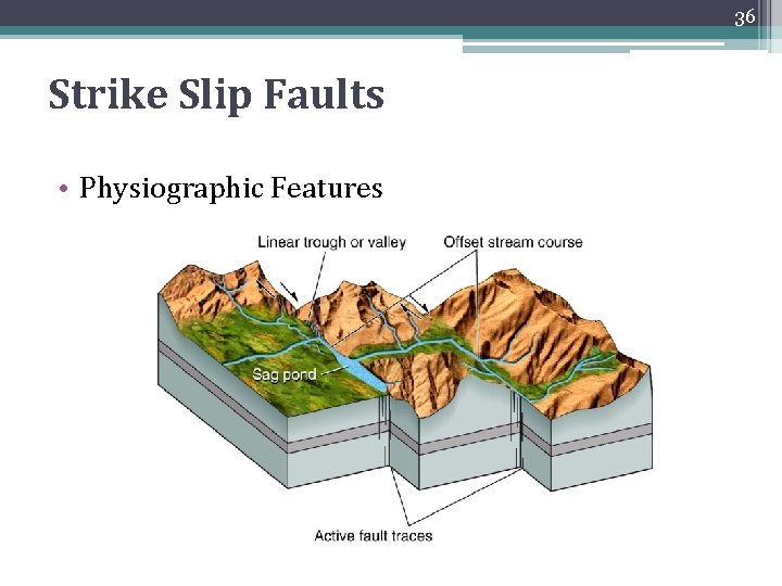 36 Strike Slip Faults • Physiographic Features 
