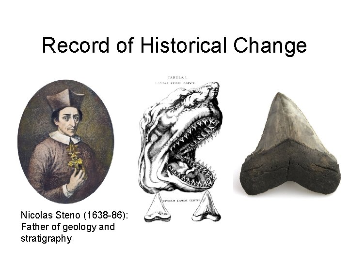 Record of Historical Change Nicolas Steno (1638 -86): Father of geology and stratigraphy 