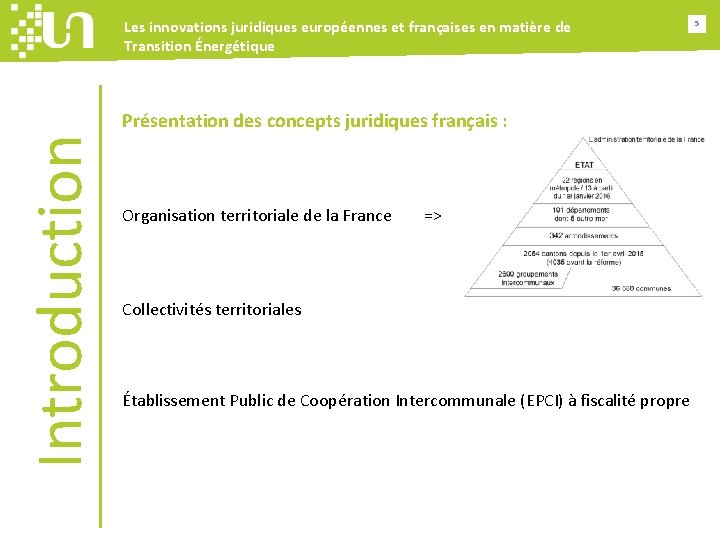 Les innovations juridiques européennes et françaises en matière de Transition Énergétique Introduction Présentation des