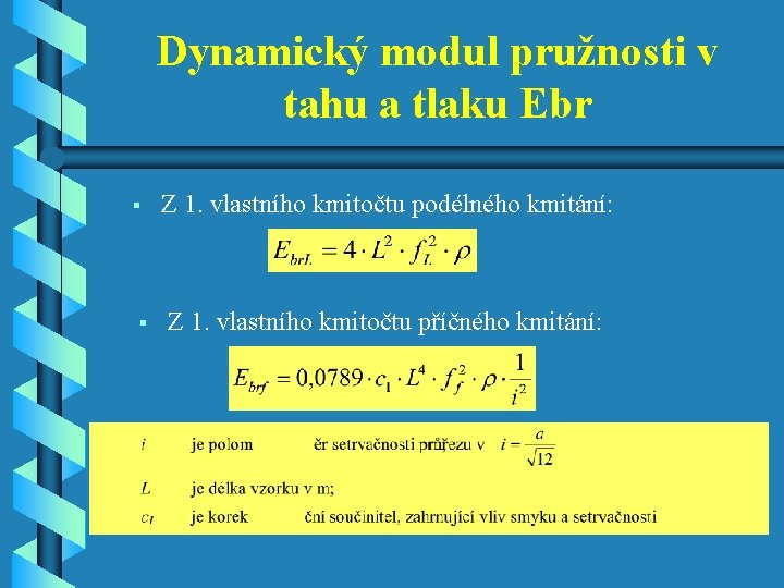Dynamický modul pružnosti v tahu a tlaku Ebr § § Z 1. vlastního kmitočtu