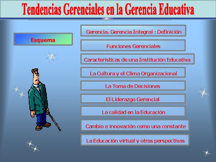 Gerencia Integral : Definición Esquema Funciones Gerenciales Características de una Institución Educativa La Cultura