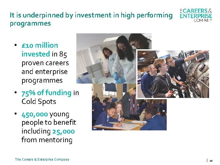 It is underpinned by investment in high performing programmes • £ 10 million invested