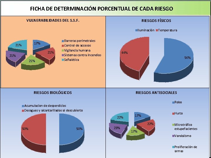 FICHA DE DETERMINACIÓN PORCENTUAL DE CADA RIESGO VULNERABILIDADES DEL S. S. F. RIESGOS FÍSICOS