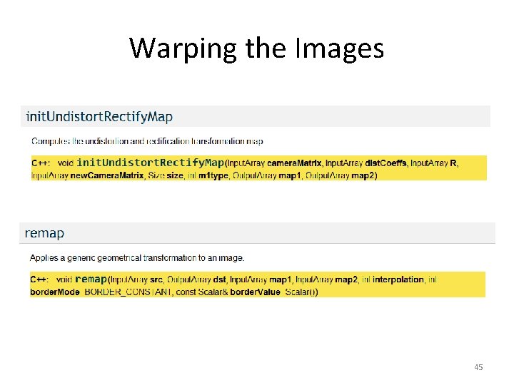 Warping the Images 45 