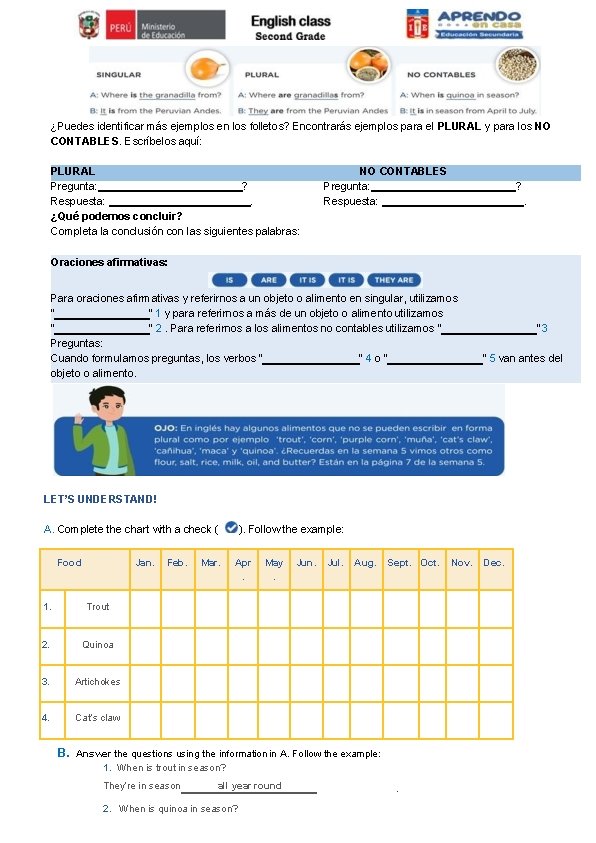 ¿Puedes identificar más ejemplos en los folletos? Encontrarás ejemplos para el PLURAL y para