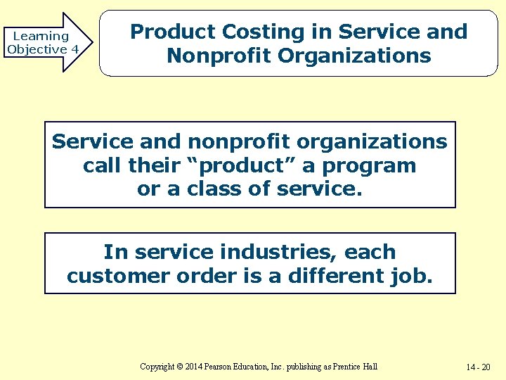 Learning Objective 4 Product Costing in Service and Nonprofit Organizations Service and nonprofit organizations