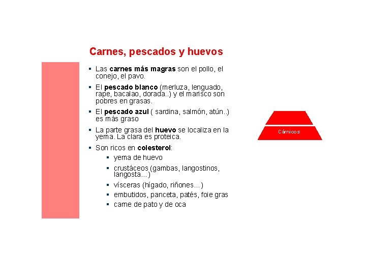 Bases sobre Alimentación y Nutrición Grupos básicos de alimentos Carnes, pescados y huevos §