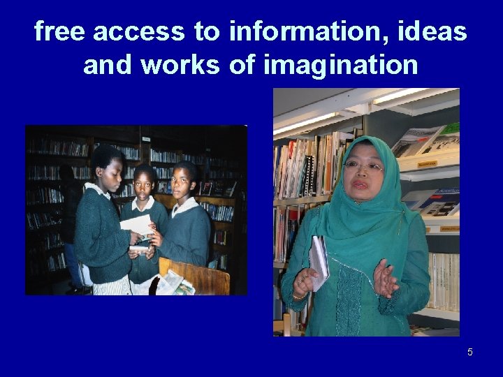 free access to information, ideas and works of imagination 5 