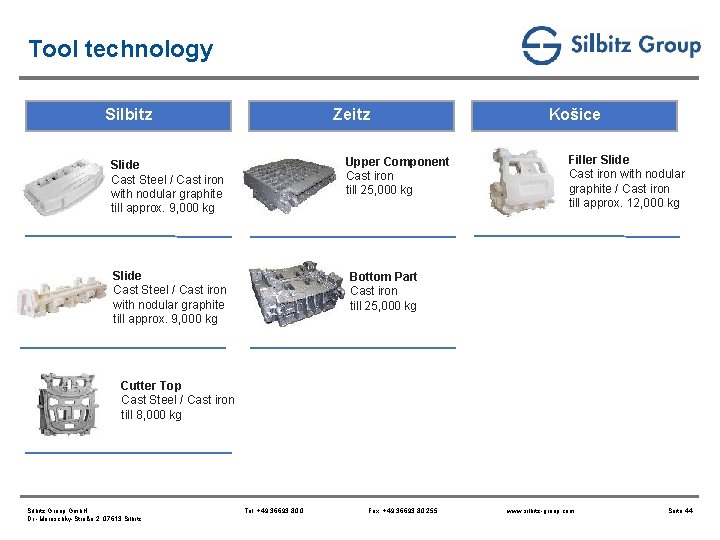 Tool technology Silbitz Zeitz Upper Component Cast iron till 25, 000 kg Slide Cast