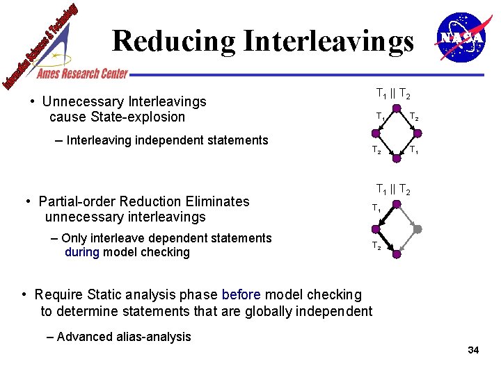 Reducing Interleavings T 1 || T 2 • Unnecessary Interleavings cause State-explosion – Interleaving