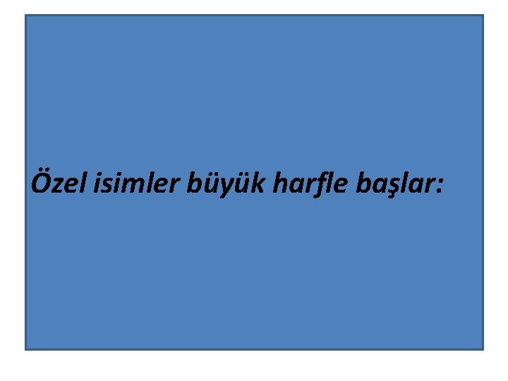 Özel isimler büyük harfle başlar: 