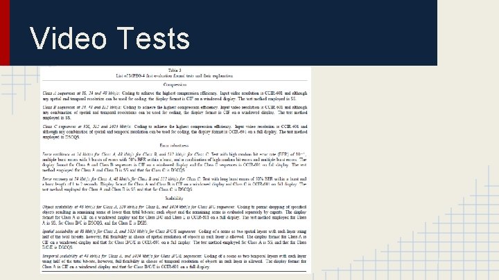 Video Tests 