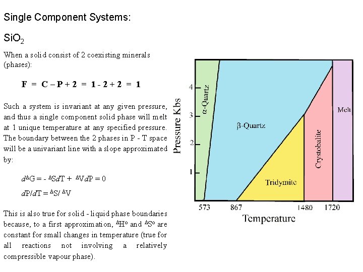 Single Component Systems: Si. O 2 When a solid consist of 2 coexisting minerals