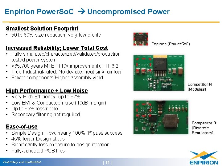 Enpirion Power. So. C Uncompromised Power Smallest Solution Footprint • 50 to 80% size