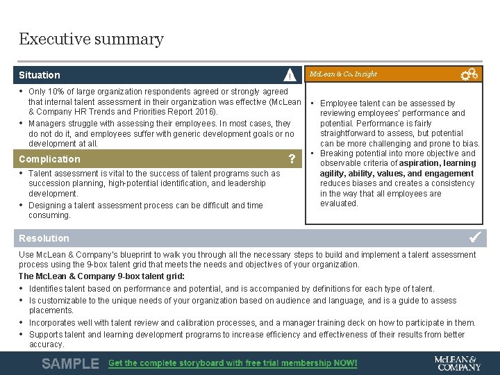Executive summary Situation ! Mc. Lean & Co. Insight • Only 10% of large