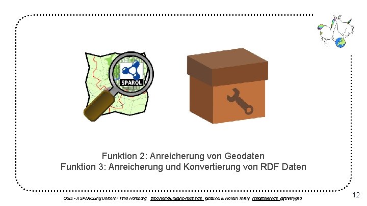Funktion 2: Anreicherung von Geodaten Funktion 3: Anreicherung und Konvertierung von RDF Daten QGIS