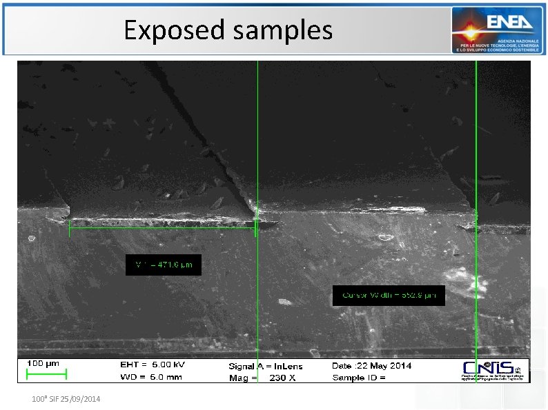 Exposed samples 100° SIF 25/09/2014 