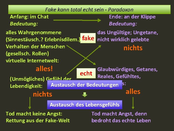 Fake kann total echt sein - Paradoxon Anfang: im Chat Ende: an der Klippe