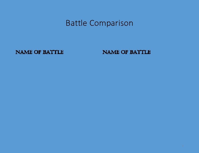 Battle Comparison Name of Battle 7 