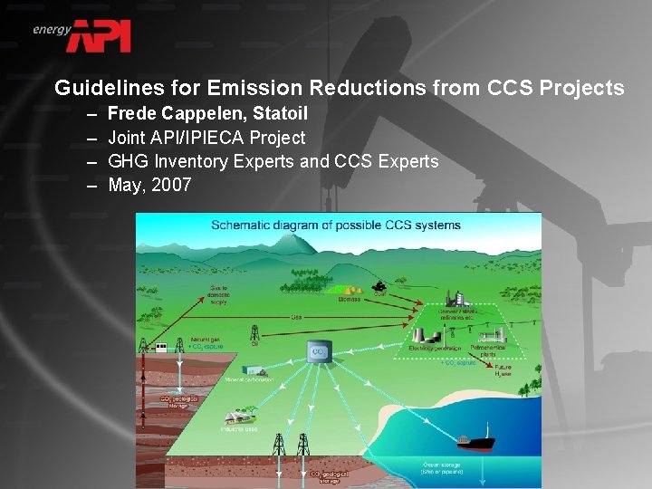 Guidelines for Emission Reductions from CCS Projects – – Frede Cappelen, Statoil Joint API/IPIECA